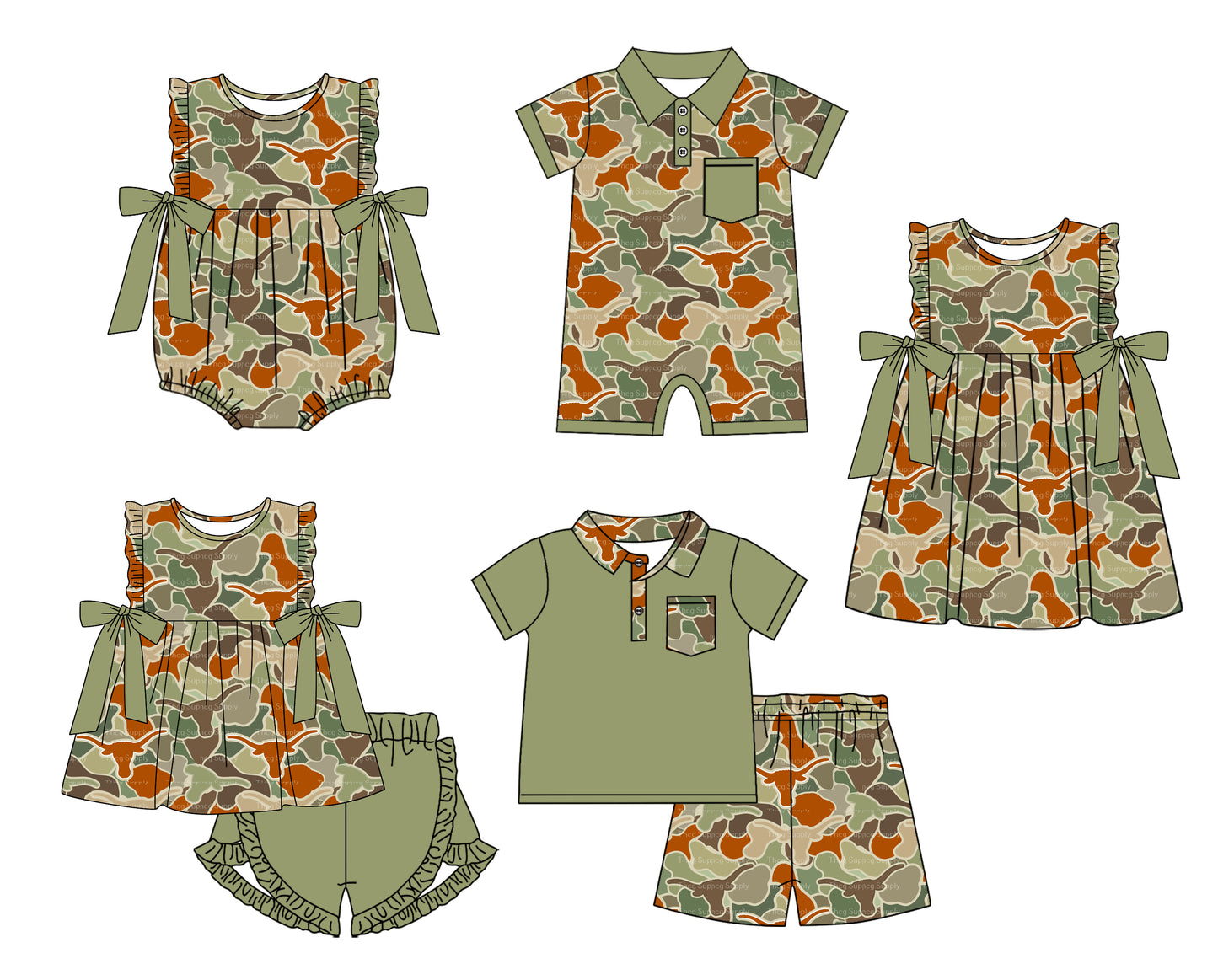 11.23 custom each style moq 5eta 4-6week Sibling Sister camouflage baby girl short sleeve shorts sets and sets 2 and girls romper and boy romper and dress match design