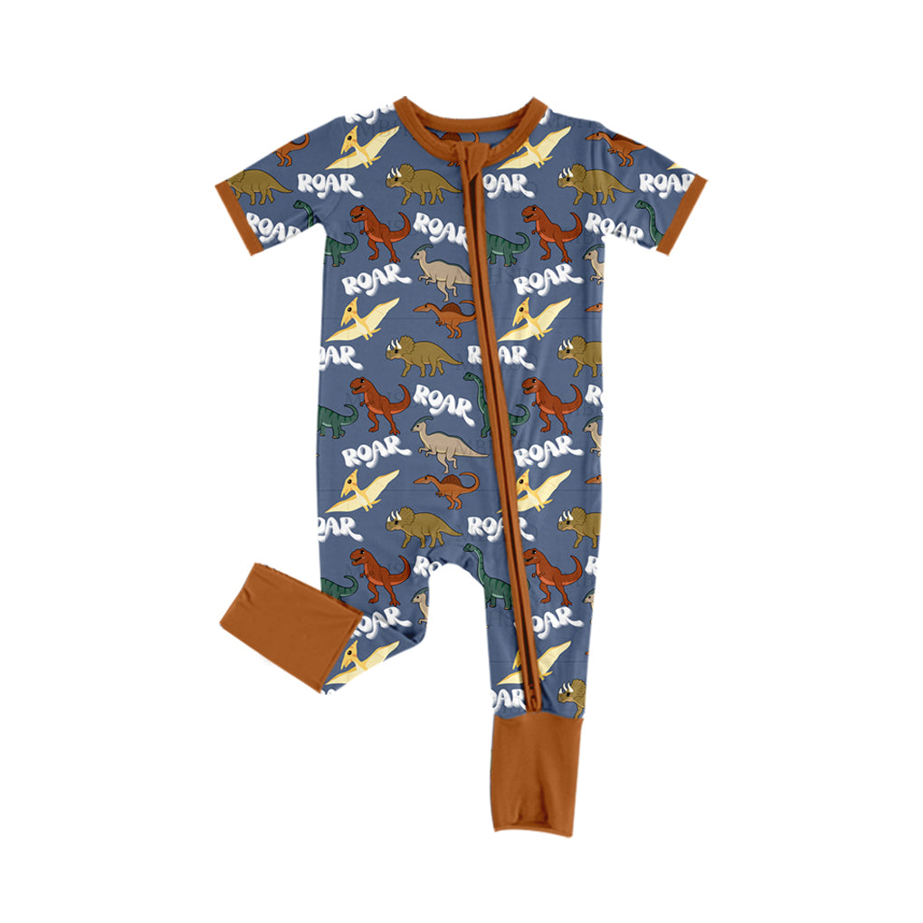 10.17 custom each style moq 5eta 4-6week Sibling Sister dinosaur baby boys short sleeve sets and rompers match design