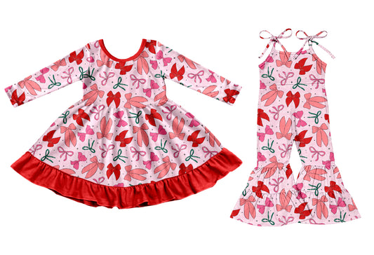 25.9.16 custom each style moq 8 eta 6-8week Sibling Sisters bow baby girl long sleeve dress and jumpsuit match family design