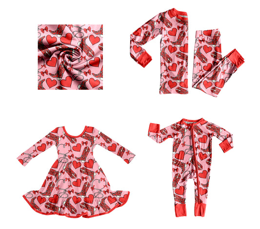 25.9.6 custom each style moq 5eta 4-6week Sibling Sisters love boots baby girl long sleeve pants sets and dress and rompers match family design