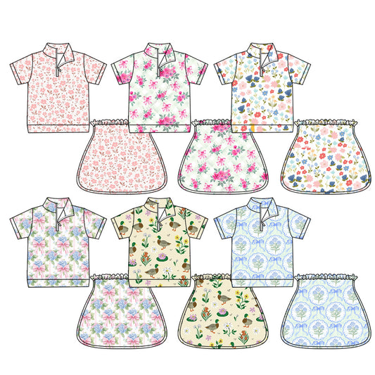 25.5.22 custom each style moq 5eta 4-6week Sibling Sister baby girl short sleeve shorts sets 1 and set 6 match design