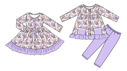 25.5.7 custom each style moq 5eta 4-6week Sibling Sisters hats baby girl long sleeve pants sets and dress match family design