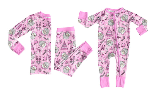 25.6.19 custom each style moq 5eta 4-6week Sibling Sisters Christmas pink baby girl long sleeve pants sets and rompers match family design