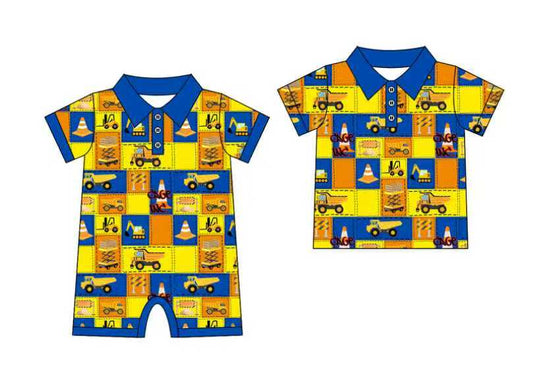 25.10.2 custom each style moq 8 eta 6-8week Sibling Sister baby boy short sleeve romper and top match design