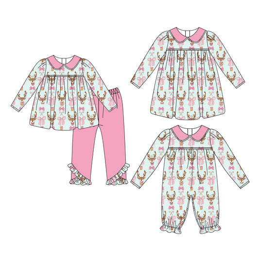 25.6.14 custom each style moq 5eta 4-6week Sibling Sisters Christmas baby girl long sleeve pants sets and dress and rompers match family design