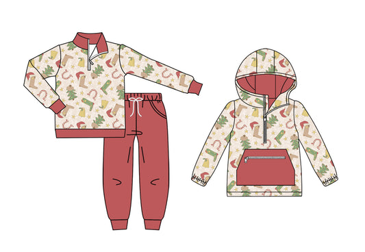 25.9.1 custom each style moq 5eta 4-6week Sibling Sisters Christmas boots baby boy long sleeve pants sets and top match family design