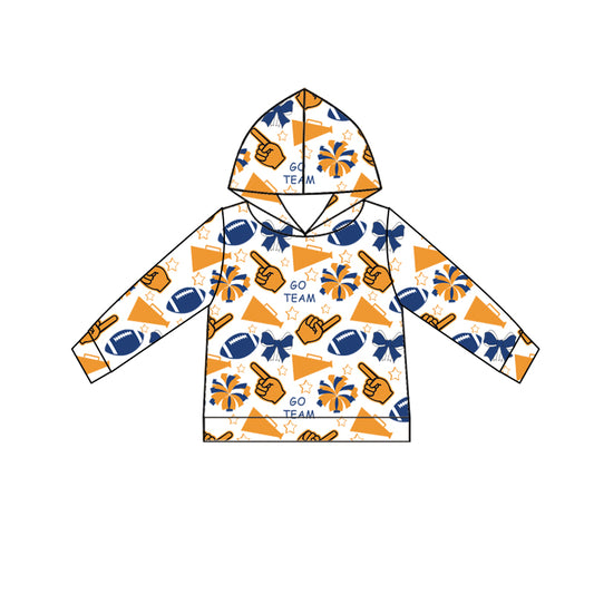 Custom moq 5 each style summer teams baby girls clothes team orange hooded long sleeve tops and short sleeve top and dress and shorts-25.6.12