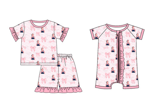 12.2 custom each style moq 5eta 4-6week Sibling Sister bow baby girl short sleeve shorts sets and rompers match design