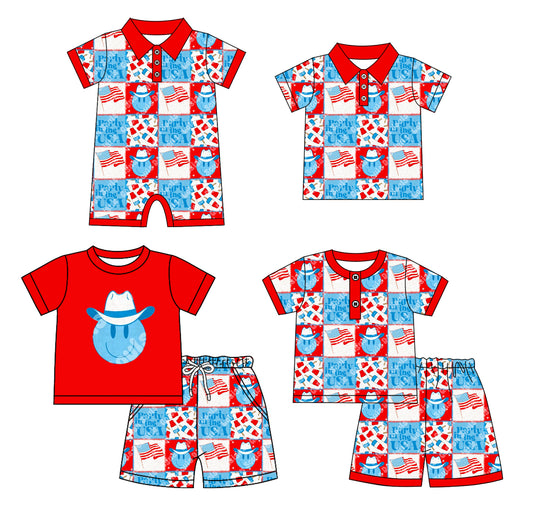 4.18 custom each style moq 5eta 4-6week Sibling Sister flag smiley red baby boy sets 1 and sets 2 and boy rompers and top match family design