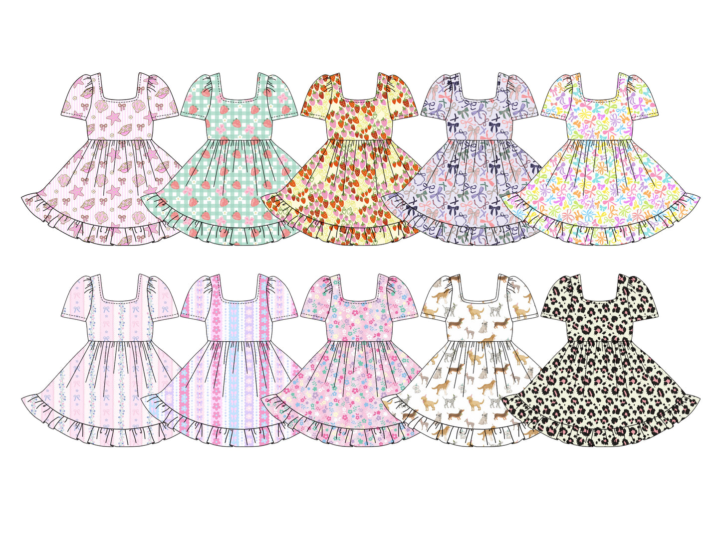 25.5.23 custom each style moq 5eta 4-6week Sibling Sisters baby girl short sleeve dress 1 and dress 10 match family design-2
