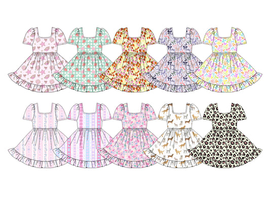 25.5.23 custom each style moq 5eta 4-6week Sibling Sisters baby girl short sleeve dress 1 and dress 10 match family design-2