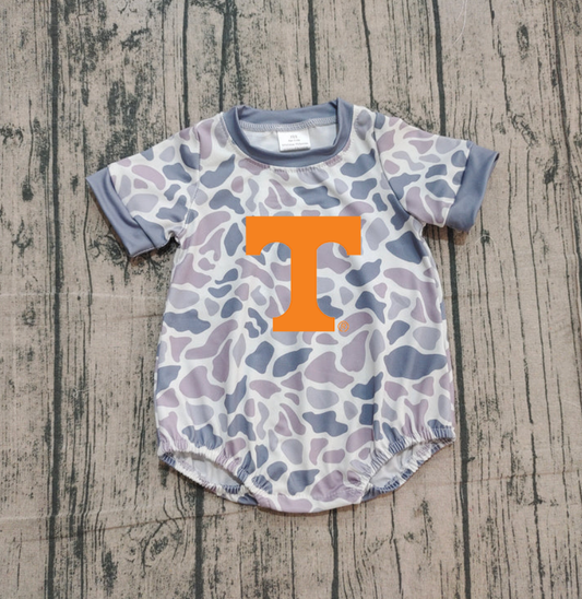Custom moq 5 mix size milk silk Boy and Girl's Camouflage Gray Camouflage Romper, Milk Silk, Popular, Cute ORANGE COLOR