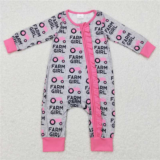 RTS NO MOQ（In Stock) LR0687 farm girl tractor zipper long sleeve jumpsuit