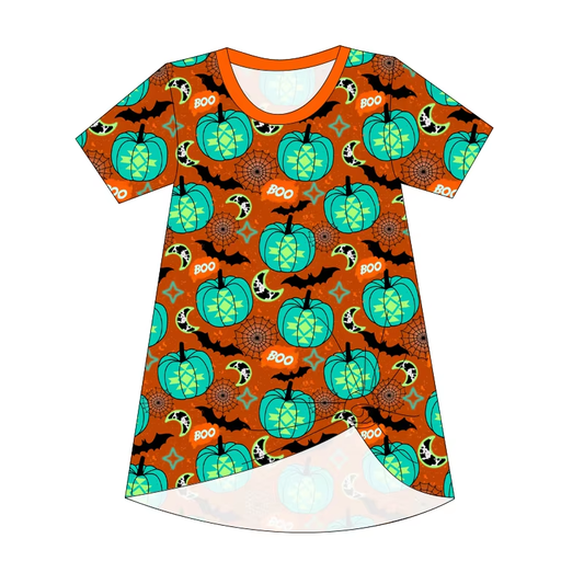 Custom moq 5 each style eta 6-7weeks baby girl clothes pumpkin bat short sleeve dress-25.8.15