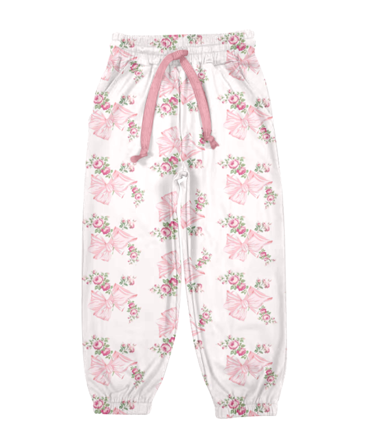 Custom moq 5 each style eta 6-7weeks baby girl clothes floral long pants 2 and adult pants 2-25.8.7
