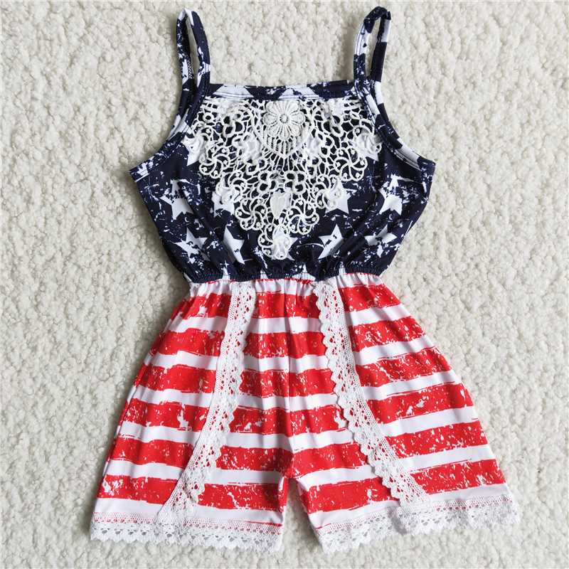 SALES NEW Baby 4th of July Star Rompers Jumpsuits Summer Outfit Onesie for Newborns Infants Girls Boys Red White Blue Patriotic Clothing