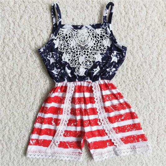 SALES NEW Baby 4th of July Star Rompers Jumpsuits Summer Outfit Onesie for Newborns Infants Girls Boys Red White Blue Patriotic Clothing