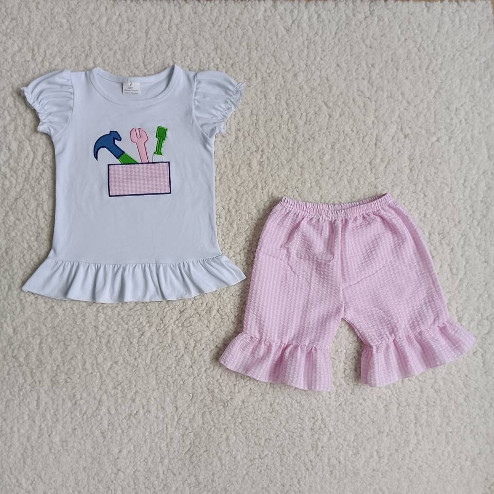 SALES  NEW Baby Girls Tools Shirt Top Summer Ruffle Shorts Clothes Sets