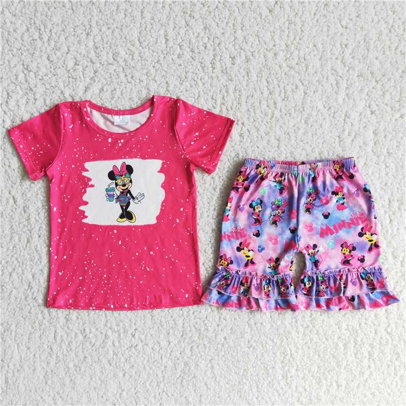 SALES  NEW Pink Cartoon character T-shirt Shorts sets