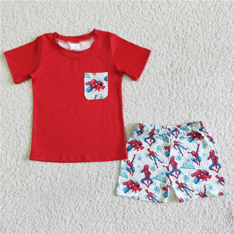 RTS NO MOQ eta 5-7days Red American Anime Knight Short Sleeve Shorts Set & Long Sleeve Hooded Set