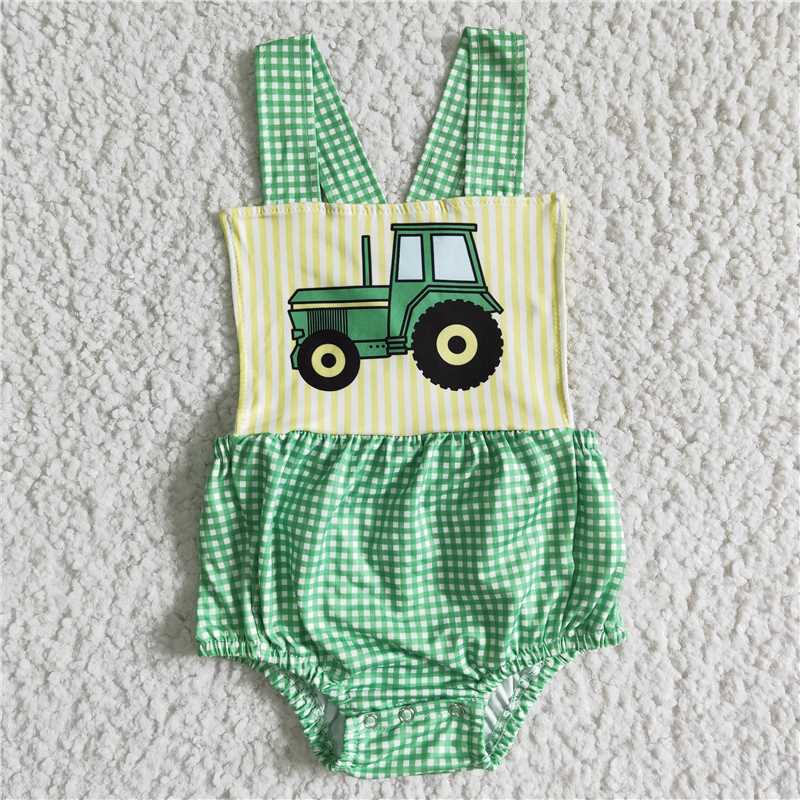 RTS NO MOQ ETA 5/7days Arrived SR0036 Girls Green Plaid Car Vest Jumpsuit
