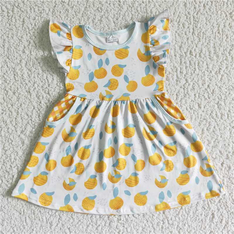 SALES NEW Baby Girls Summer Knee-Length Dress with Peach Pocket Cute And Fashionable Dress for Little Girls
