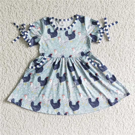 SALES NEW Baby Girls Summer Chicken Twirl Dresses Cute Kids Fashion pocket Clothing Soft Material Comfortable to Wear for Little Girls