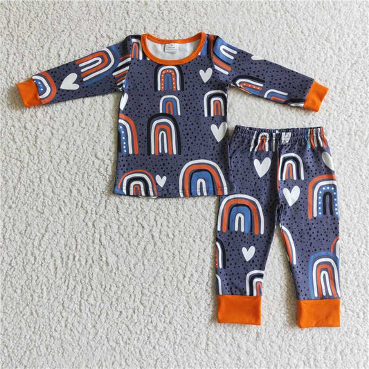 SALES  NEW Baby Boys Rainbow Orange Pajamas Pants Clothing Set Babywear Sleepwear Comfortable Soft Fabric Baby Outfits