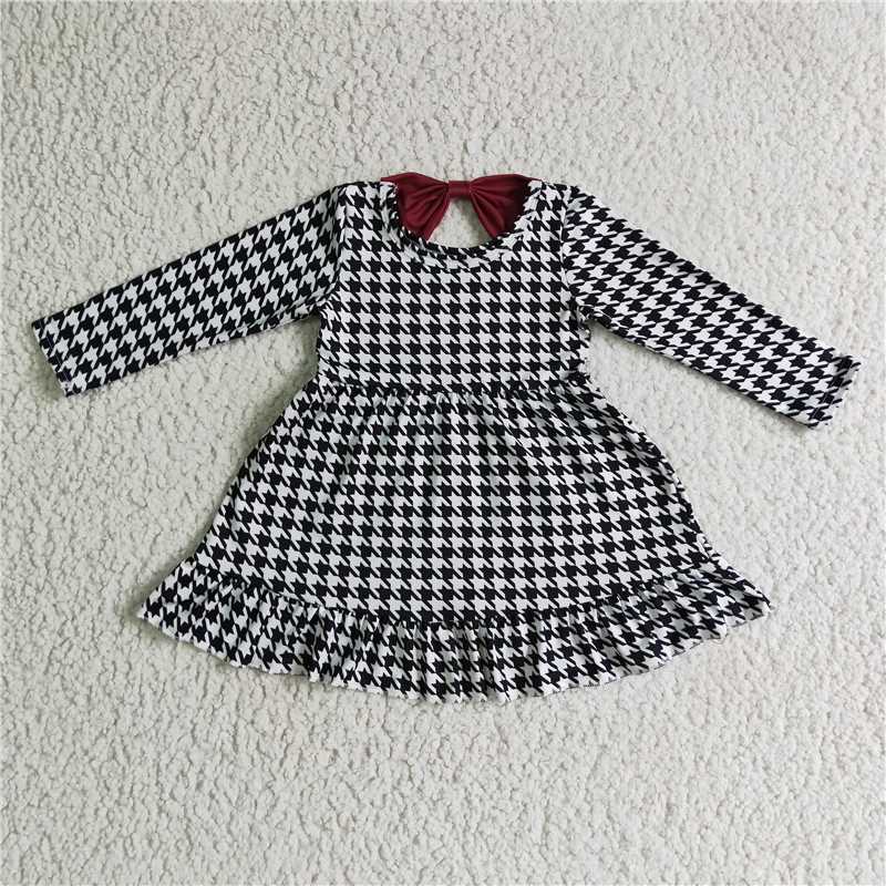 RTS NO MOQ GLD0109     GLP0256 Girls FALL red long-sleeved houndstooth trouser suit