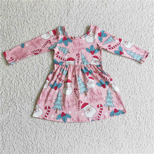 SALES  NEW Baby Girls Santa Long Sleeve Dresses Christmas Theme Outfit for Infants Toddler Girls Dress