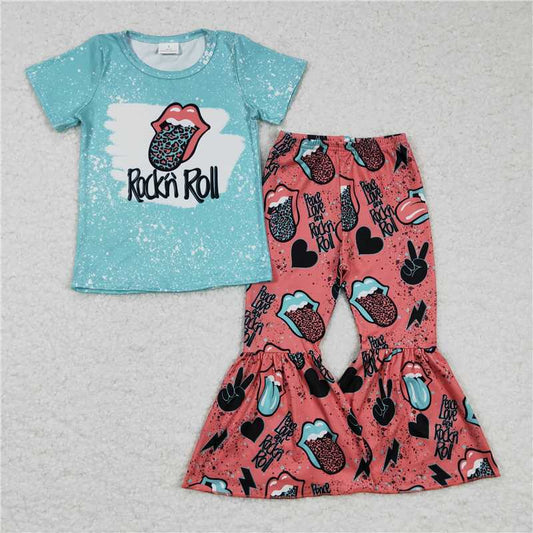 SALES NEW Baby Girls Blue Top And Tongue Bell Pants Clothing Set Infant Outfit Combo in Soft Fabric