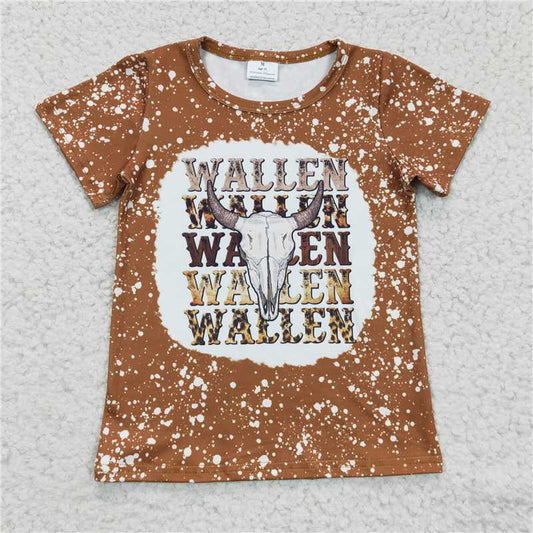 SALES NEW Baby Girls Cow Skull Print T-shirts Short Sleeve Tops for Kids Girls Clothing