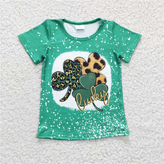 SALES NEW Baby Girls St. Patrick's Day Shirts Tops Lucky Outfit for Infants Toddler Girls Green Cotton Short Sleeve T-Shirt for Spring