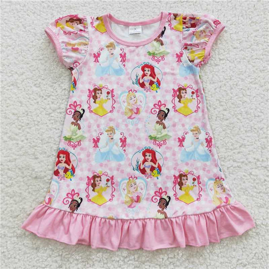 Cute Clothes	 GSD0426 Pink Lace Lantern Sleeve Dress for Baby Girl Cute Dress