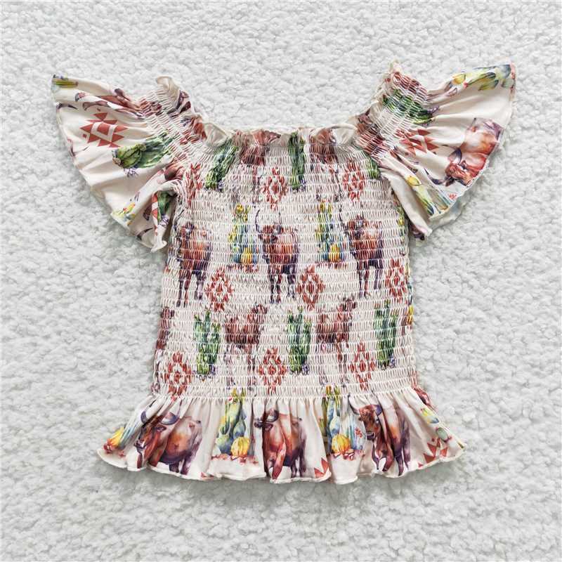 RTS NO MOQ Baby Girls One shoulder top Print Styles