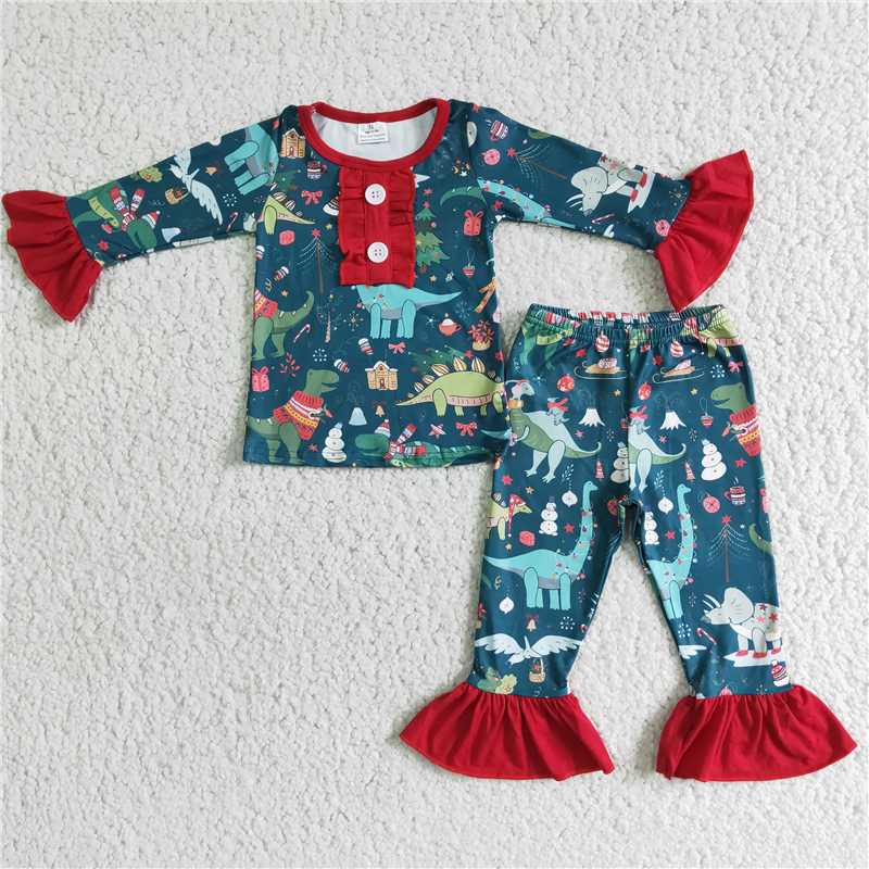 SALES  NEW  Girls dinosaur pajamas 2
