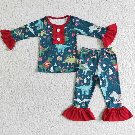 SALES  NEW  Girls dinosaur pajamas 2
