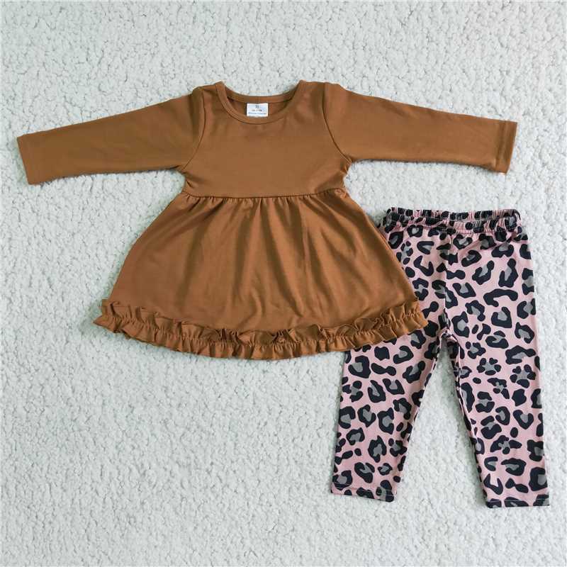 SALES  NEW Baby Brown Leopard Legging Sets Infant Girls' Clothing Outfit Toddler Kids' Animal Print Pants Set Comfortable Soft Fabric