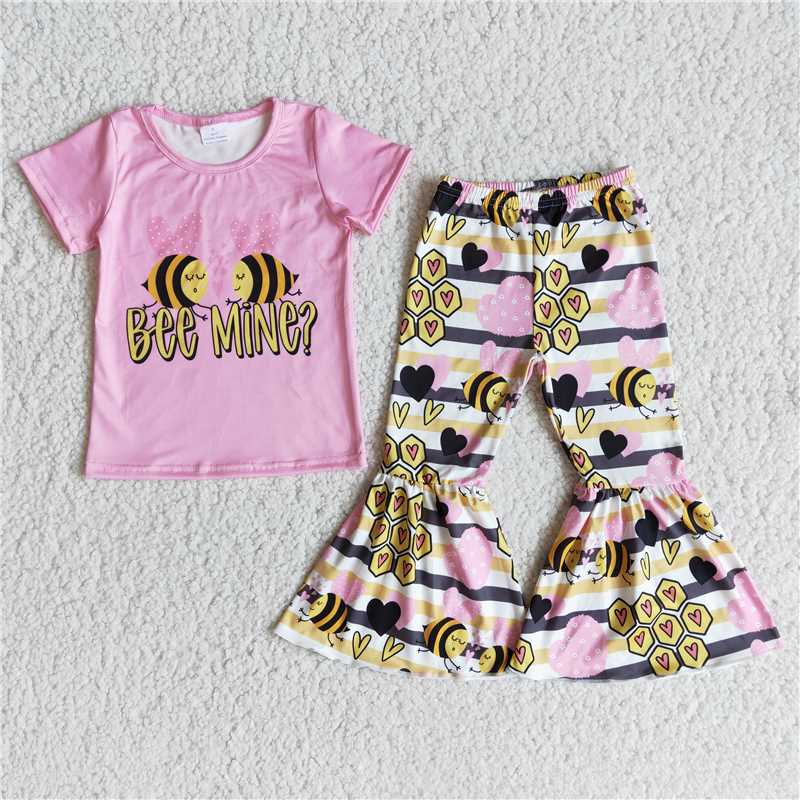 SALES NEW Baby Girls Valentine's Day Honey Bee Bell Set Cute And Fashionable Outfit for Infants