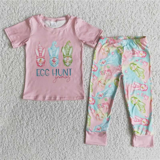 SALES NEW Baby Girls Easter Hunt Legging Pants Sets Cute Outfit for Little Girls Baby Girl Pink Short Sleeve Clothes Easter Themed