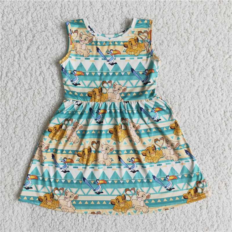 SALES NEW Cute Clothes Baby Girls Knee-Length Dress Cute Print Sleeveless Dress for Little Girls