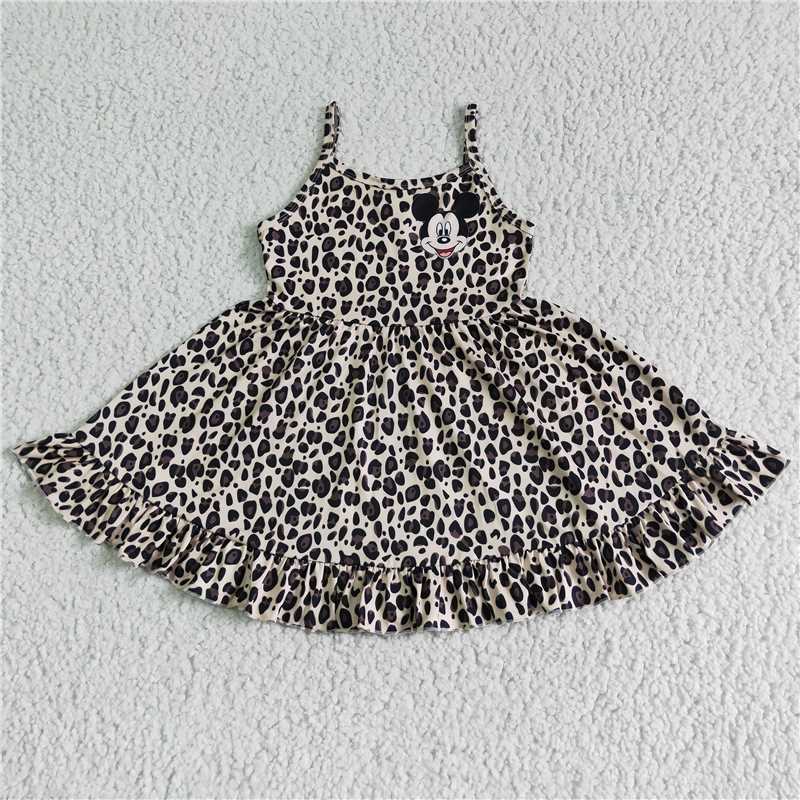 SALES NEW Baby Girls Leopard Lace Twirl Dress Infant Girls Clothing Floral Print Dress for Toddlers Kids Party Wear