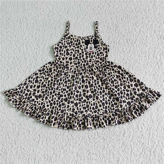 SALES NEW Baby Girls Leopard Lace Twirl Dress Infant Girls Clothing Floral Print Dress for Toddlers Kids Party Wear