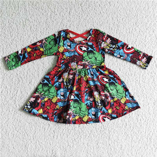 SALES  NEW Red Hero Knee-Length Dress for Baby Girls Cute And Fashionable Children's Clothing
