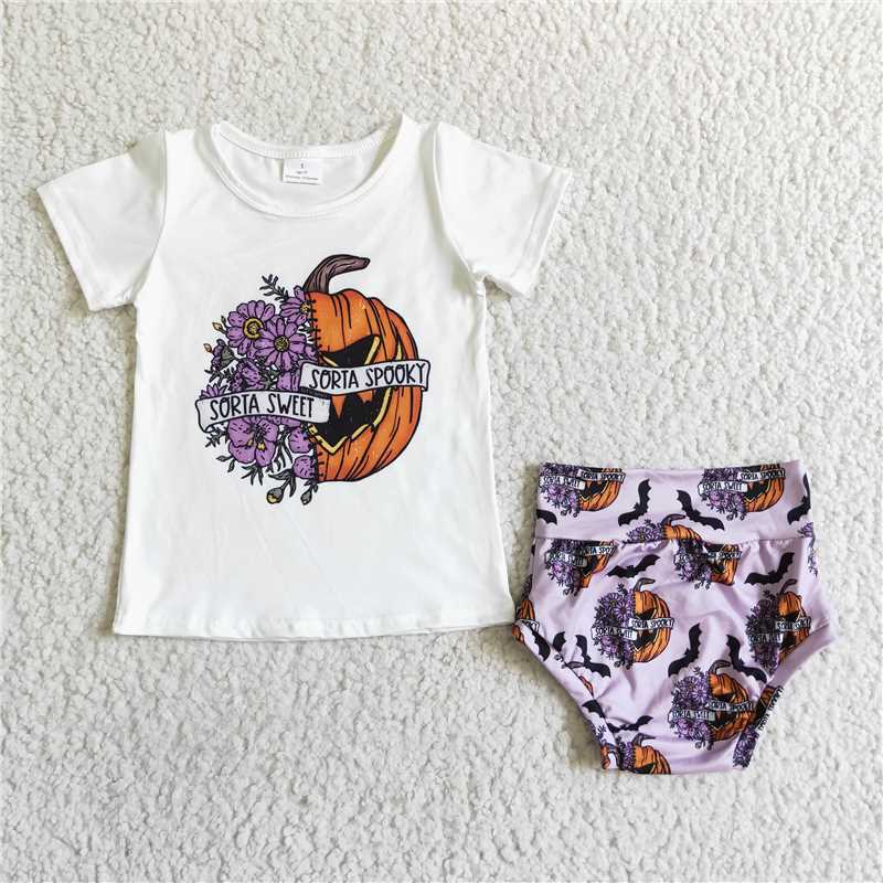 SALES  NEW  Baby girls Halloween spooky bummie sets
