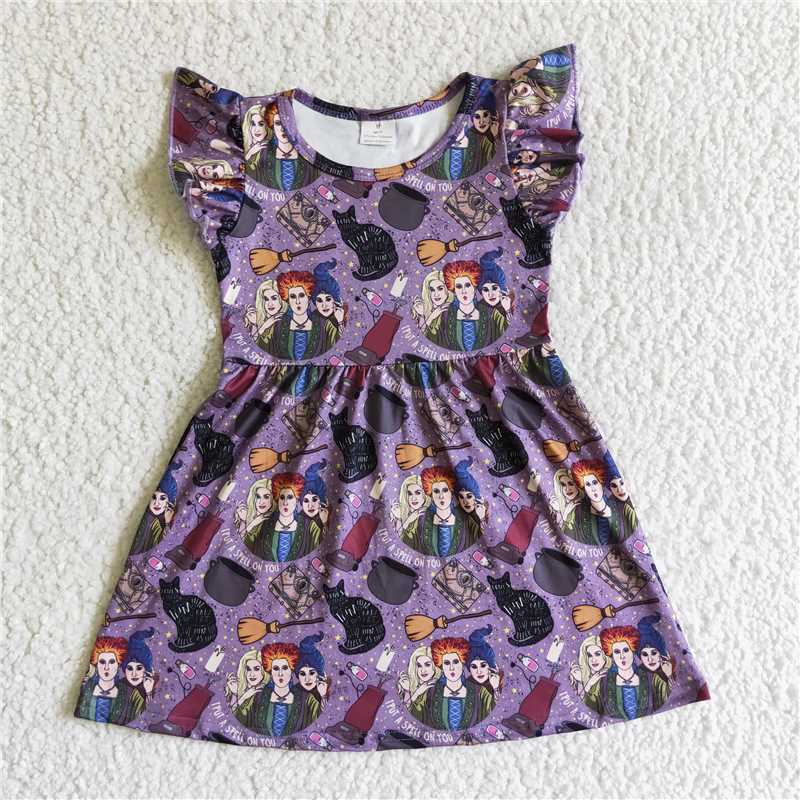 Cute Clothes 	 GSD0173 Baby girls Purple flutter sleeve dresses