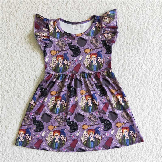 Cute Clothes 	 GSD0173 Baby girls Purple flutter sleeve dresses