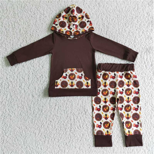 SALES  NEW  Baby boys turkey hoodie thanksgiving pants clothes sets