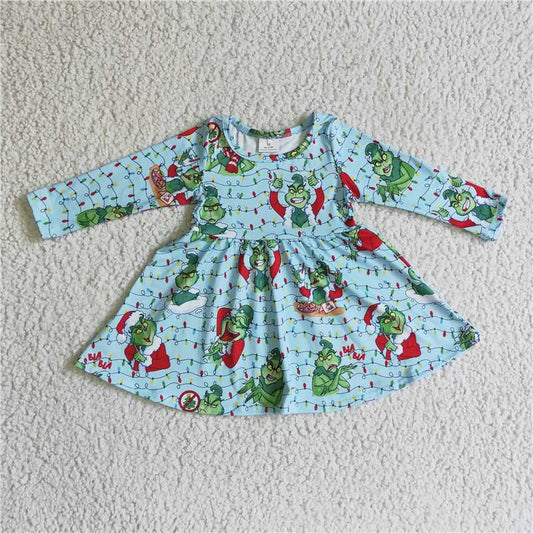 SALES  NEW Baby Girls Christmas Green Knee-Length Dress Festive Holiday Outfit for Toddlers