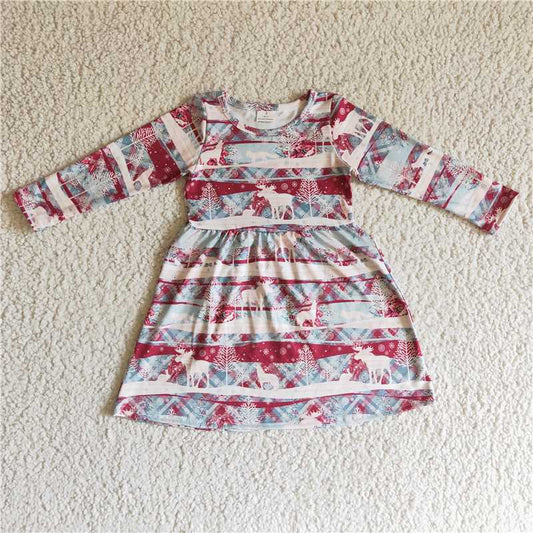 SALES  NEW Baby Girls Western Christmas Reindeer Dress Cute Holiday Outfit for Infants Toddler Girls Festive Reindeer Print Dress